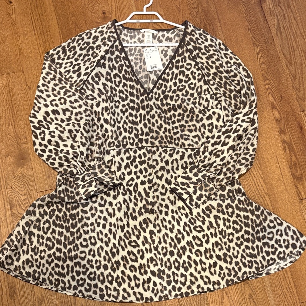 H&M Black and Cream Leopard Print Blouse